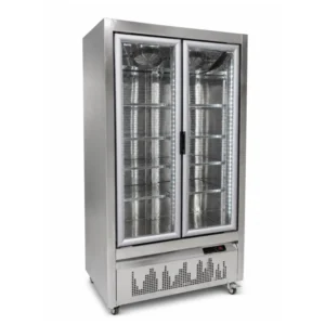 nevera vertical de 2 puertas en vidrio refrigerada