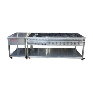estufa industrial grande con 15 quemadores + mesa de trabajo