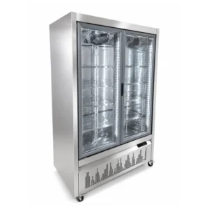 nevera vertical de 2 puertas en vidrio refrigerada